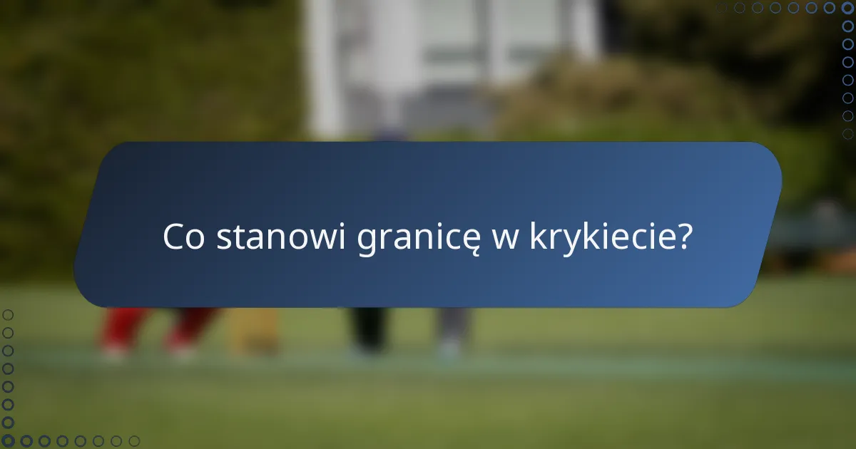Co stanowi granicę w krykiecie?