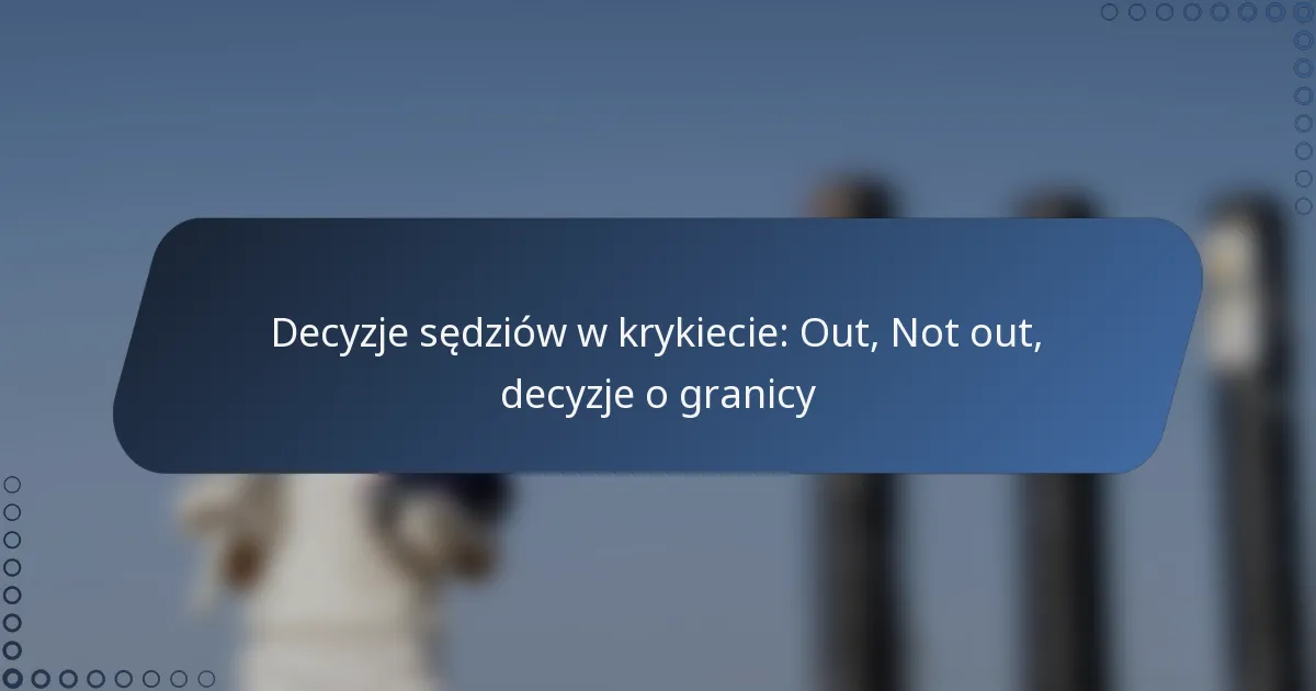 Decyzje sędziów w krykiecie: Out, Not out, decyzje o granicy