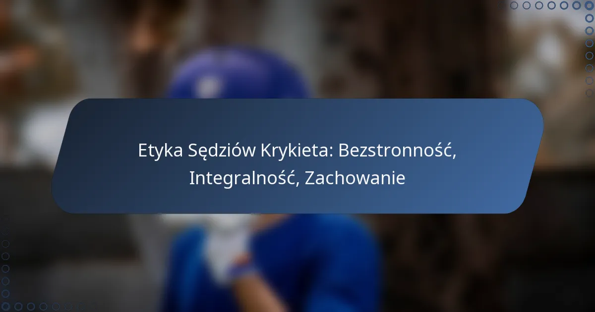 Etyka Sędziów Krykieta: Bezstronność, Integralność, Zachowanie