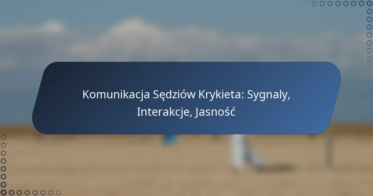 Komunikacja Sędziów Krykieta: Sygnaly, Interakcje, Jasność