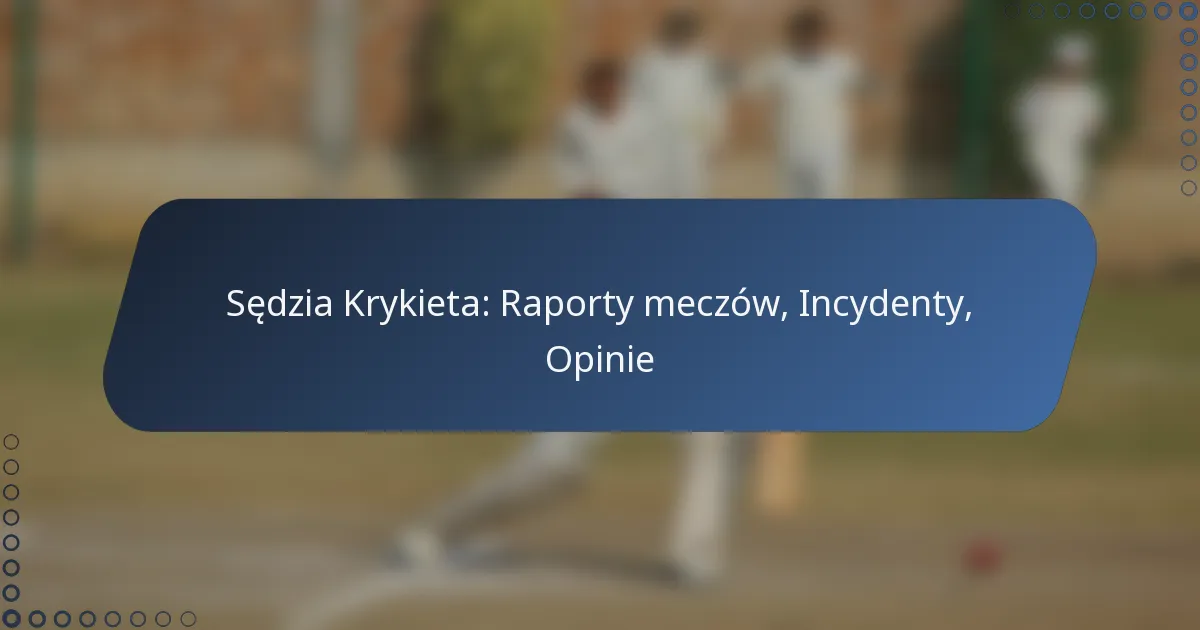 Sędzia Krykieta: Raporty meczów, Incydenty, Opinie
