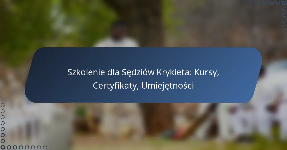Szkolenie dla Sędziów Krykieta: Kursy, Certyfikaty, Umiejętności