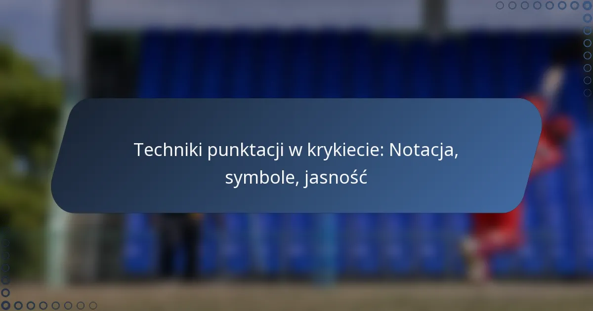 Techniki punktacji w krykiecie: Notacja, symbole, jasność