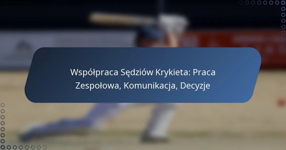 Współpraca Sędziów Krykieta: Praca Zespołowa, Komunikacja, Decyzje
