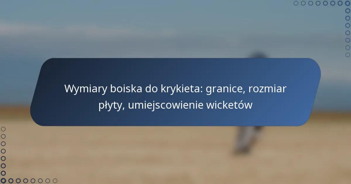 Wymiary boiska do krykieta: granice, rozmiar płyty, umiejscowienie wicketów