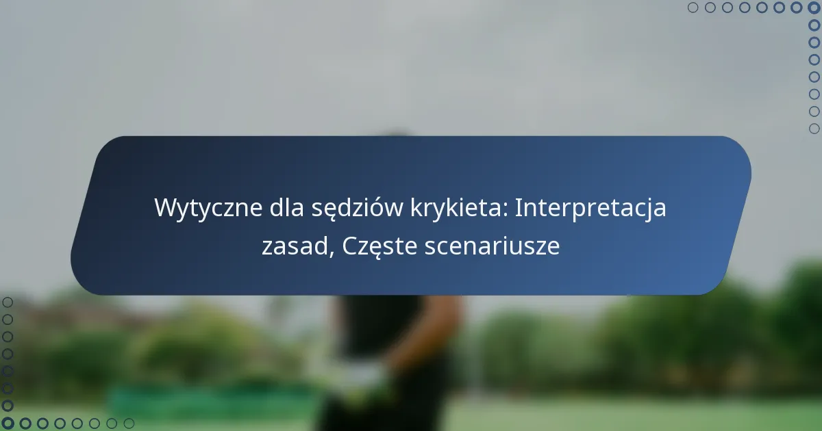 Wytyczne dla sędziów krykieta: Interpretacja zasad, Częste scenariusze