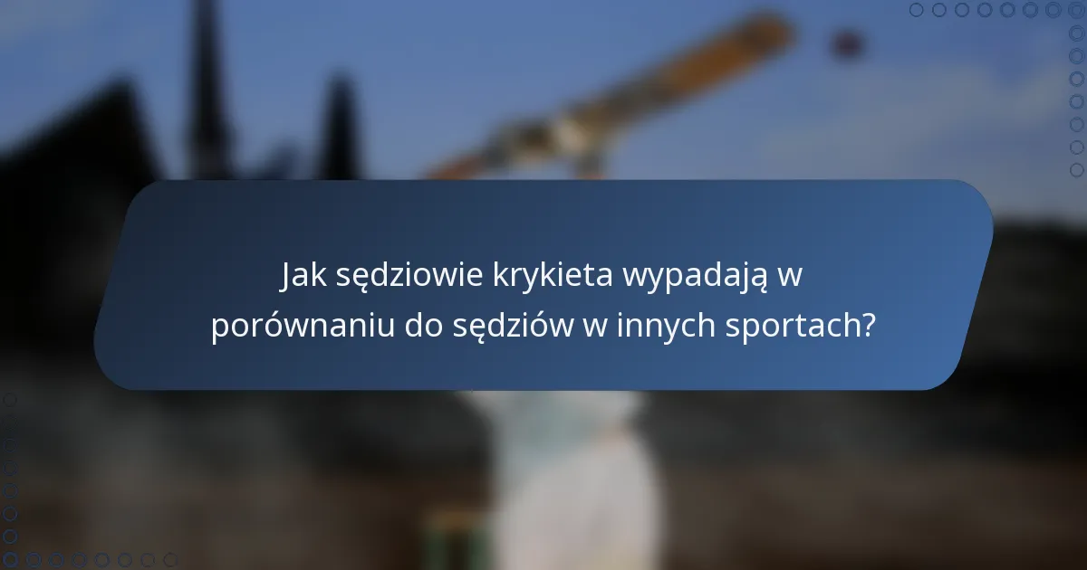 Jak sędziowie krykieta wypadają w porównaniu do sędziów w innych sportach?